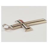"RL" Sterling Silver 925 Cross Pendant Polished Tapered Christian Religious Charm