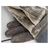 Vintage Leather Work Boots with Gauntlet Gloves - Used Condition