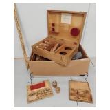 Lot of Vintage Wooden Toolboxes and Miscellaneous Items - R.B. Tools, Nippon Kogaku