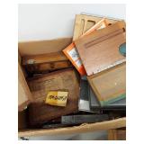 Lot of Vintage Wooden Toolboxes and Miscellaneous Items - R.B. Tools, Nippon Kogaku