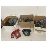 Large mixed lot vintage rotary telephones Automatic Electric Monophone plus assorted parts decor
