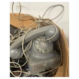 Large mixed lot vintage rotary telephones Automatic Electric Monophone plus assorted parts decor