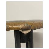 Vintage industrial metal shop stool with round padded seat rustic lab garage chair