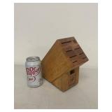 Wusthof Wood Knife Block with Assorted Stainless Kitchen Utensils Skewers Tongs Lot