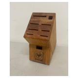 Wusthof Wood Knife Block with Assorted Stainless Kitchen Utensils Skewers Tongs Lot