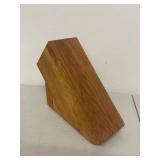 Wusthof Wood Knife Block with Assorted Stainless Kitchen Utensils Skewers Tongs Lot