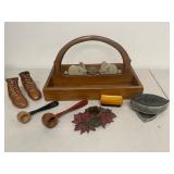 Vintage Bunny Wood Caddy, Bronzed Baby Shoes, France Cutters & Misc Kitchen Decor Lot