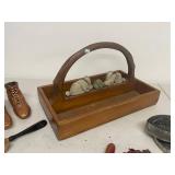 Vintage Bunny Wood Caddy, Bronzed Baby Shoes, France Cutters & Misc Kitchen Decor Lot