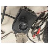 Vintage Bellows transformer, Kingston battery charger, Dictograph phono unit and lamp parts lot