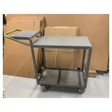 Little Giant gray steel 2-shelf utility platform cart with handle and red casters