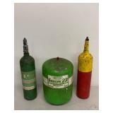 Vintage Puritan Oxygen & DuPont Freon 22 Gas Cylinders Lot Industrial Decor EMPTY DISPLAY ONLY