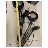 Pair Black Swing Arm Magnifier Desk Lamps with Clamp Mount and Glass Lens Inspection Lights