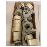 Bulk lot clear packing tape rolls with handheld dispensers shipping supply tools used warehouse