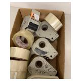 Bulk lot clear packing tape rolls with handheld dispensers shipping supply tools used warehouse