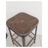 Vintage Industrial Metal Lab Workshop Stool Rustic Square Seat Heavy Duty Loft Decor