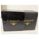 Stührling Original Tourbillon Skeleton Watch - Rose Gold Case, Black Leather Strap