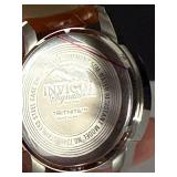 Invicta Signature II Collection Chronograph Watch - Rose-Gold Bezel, Black Dial, Brown Leather