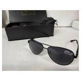 Daniel Steiger DS Aviator Sunglasses - Black Metal Frame, Smoke Lenses (Box & Pouch Included)