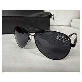 Daniel Steiger DS Aviator Sunglasses - Black Metal Frame, Smoke Lenses (Box & Pouch Included)