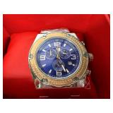 Swiss Legend Chronograph Watch - Blue Dial, Stainless Steel Case & Gold Bezel