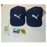 (2) PUMA hats; (2)earring sets(one.925 Sterling); Mini Reebok shoes
