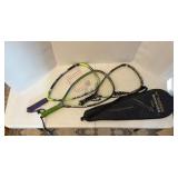 (3) E-FORCE rackets and (1) Victor Booster 1000 Racket in case