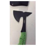 SOCKET set, jumper cables, axe, and flash light