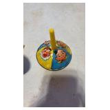 VINTAGE tin litho toy noise makers; mid-century Eagle cap gun