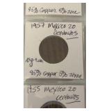 (1) SHEET foreign coins from Mexico Cantavos, Czech Republic, and Canada