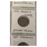 (1) SHEET foreign coins from Mexico Cantavos, Czech Republic, and Canada