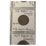 (1) SHEET foreign coins from Mexico Cantavos, Czech Republic, and Canada