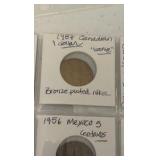 (1) SHEET foreign coins from Mexico Cantavos, Czech Republic, and Canada