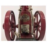 Miniature Steam Engine Model - Red Cast Iron with Brass Piping & Flywheel