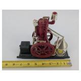 Miniature Steam Engine Model - Red Cast Iron with Brass Piping & Flywheel
