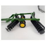 John Deere Toy Tractor With Disc Harrow Farm Implement