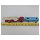 Tootsietoy Fire Truck & Camper Trailer - Vintage Die-Cast Toys