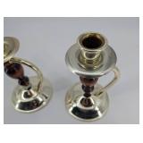 Pair of Silver-Plated Candlesticks - Turned Wood Center