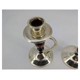 Pair of Silver-Plated Candlesticks - Turned Wood Center
