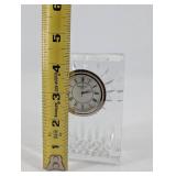 Waterford Crystal Desk Clock - Clear Cut-Block with Gold Bezel