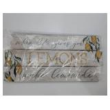 Lemon Decor Set (Lot of 5) - Squeeze the Day Framed Print, When Life Gives You LEMONS Make Lemonade Sign, Live Life with zest, Lemon Bucket & Napkin