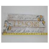 Lemon Decor Set (Lot of 5) - Squeeze the Day Framed Print, When Life Gives You LEMONS Make Lemonade Sign, Live Life with zest, Lemon Bucket & Napkin