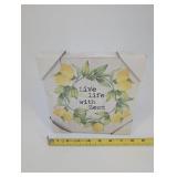 Lemon Decor Set (Lot of 5) - Squeeze the Day Framed Print, When Life Gives You LEMONS Make Lemonade Sign, Live Life with zest, Lemon Bucket & Napkin
