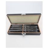 4-Piece Knife Set in Carbon Fiber Pattern Case - Black-Handled Knives