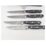 4-Piece Knife Set in Carbon Fiber Pattern Case - Black-Handled Knives