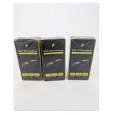 230° LED Headlamps (Lot of 3) Hands-Free USB Rechargeable COB/XPE Headlamps