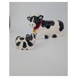 AMC NY NY - Holstein Cow Ceramic Figurine Set (Adult & Calf) - Made in Taiwan
