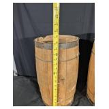 Pair of Wooden Barrels - Hooped Casks, Vintage Open-Top, ~23 in Tall