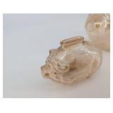 Glass Piggy Banks (Lot of 3) - Hammered Clear Pink Glass Pigs