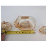 Glass Piggy Banks (Lot of 3) - Hammered Clear Pink Glass Pigs