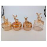 Glass Jars with Animal-Topped Lids (Lot of 4)